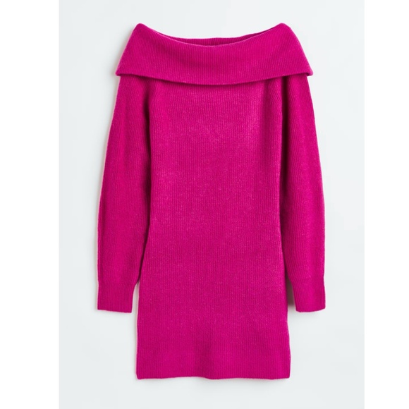 NWT Off-the-shoulder Bodycon Knit Mini Dress Barbie Margot Robbie Wolf of Wall - Picture 5 of 9